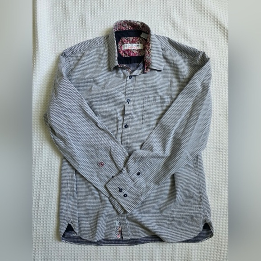 English Laundry Black and White Casual Button Down Shirt